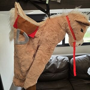 Dream, Play, Imagine - Stuffed Horse Costume with Red Bridle and Faux Saddle